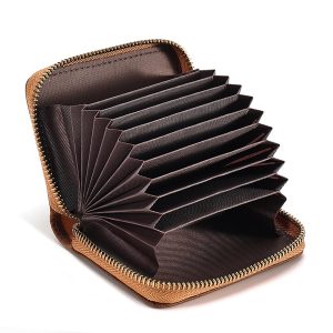Crazy Horse Leather Card Holder - Large Capacity
