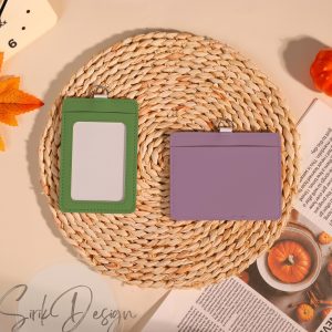 Customizable Faux Leather ID Badge Holder